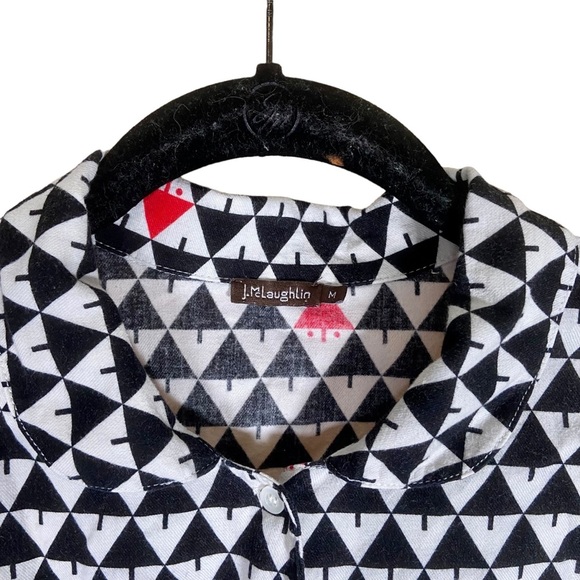 J‎ McLaughlin Flannel Pajama Matching Set Gnome Black White Hidden Santa Holiday - Picture 6 of 8